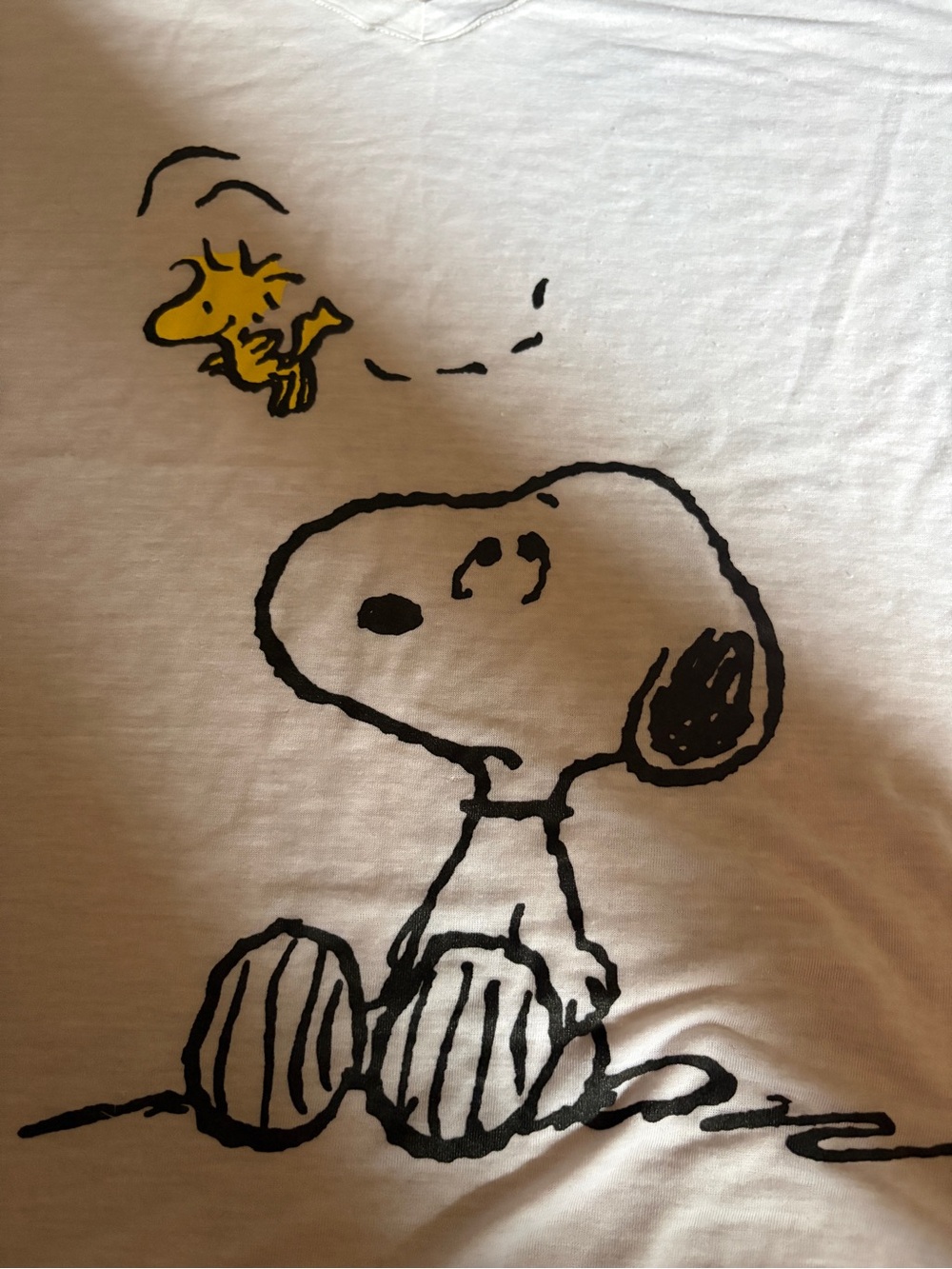 Peanuts White Tee with Yellow Woodstock & Black Snoopy Graphic - Picture 2 of 4